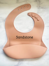 Load image into Gallery viewer, Personalized Engraved Name Silicone Bib | Baby Gift | Gift for Baby Boys and Girls | Gender Neutral Baby Shower Gift | Adjustable Bibs