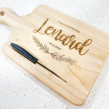 Load image into Gallery viewer, Personalized Cutting Board | Custom Cutting Board with Knife Slot | Engraved Cutting Board