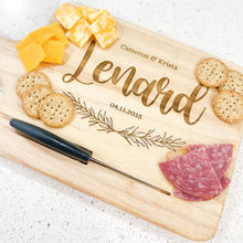 Load image into Gallery viewer, Personalized Cutting Board | Custom Cutting Board with Knife Slot | Engraved Cutting Board