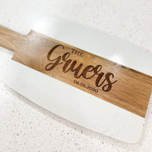 Load image into Gallery viewer, Custom Engraved Cutting Board | Acopa Marble and Acacia Wood Personalized Cutting Board
