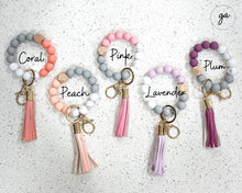 Load image into Gallery viewer, Silicone Beaded Key Ring Bracelet | Silicone Keychain | Silicone Beaded Bangle Bracelet Keychain/Wristlet | Marble Keychain