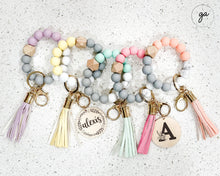 Load image into Gallery viewer, Silicone Beaded Key Ring Bracelet | Silicone Keychain | Silicone Beaded Bangle Bracelet Keychain/Wristlet | Marble Keychain