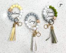 Load image into Gallery viewer, Silicone Beaded Key Ring Bracelet | Silicone Keychain | Silicone Beaded Bangle Bracelet Keychain/Wristlet | Marble Keychain