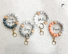 Load image into Gallery viewer, Keychain, Silicone Beaded Key Ring Bracelet, Wristlet Keychain, Custom Keychain, Mother's Day Gift, Gift For Friend, Bridesmaid Gift