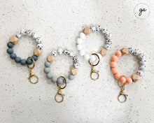 Load image into Gallery viewer, Keychain, Silicone Beaded Key Ring Bracelet, Wristlet Keychain, Custom Keychain, Mother's Day Gift, Gift For Friend, Bridesmaid Gift
