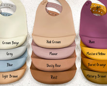 Load image into Gallery viewer, Personalized Engraved Name Silicone Bib | Baby Gift | Gift for Baby Boys and Girls | Gender Neutral Baby Shower Gift | Adjustable Bibs