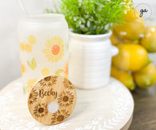 Load image into Gallery viewer, 16oz Libbey Glass Coffee Can, Sunflower Iced Coffee Glass, Glass Coffee Cup, Aesthetic Glass Coffee Cup, Soda Can Glass, Mothers day Gift