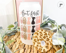 Load image into Gallery viewer, 16oz Leopard Glass Coffee Can, Leopard Iced Coffee Glass, Glass Coffee Cup, Aesthetic Glass Coffee Cup, Soda Can Glass, Mothers day Gift