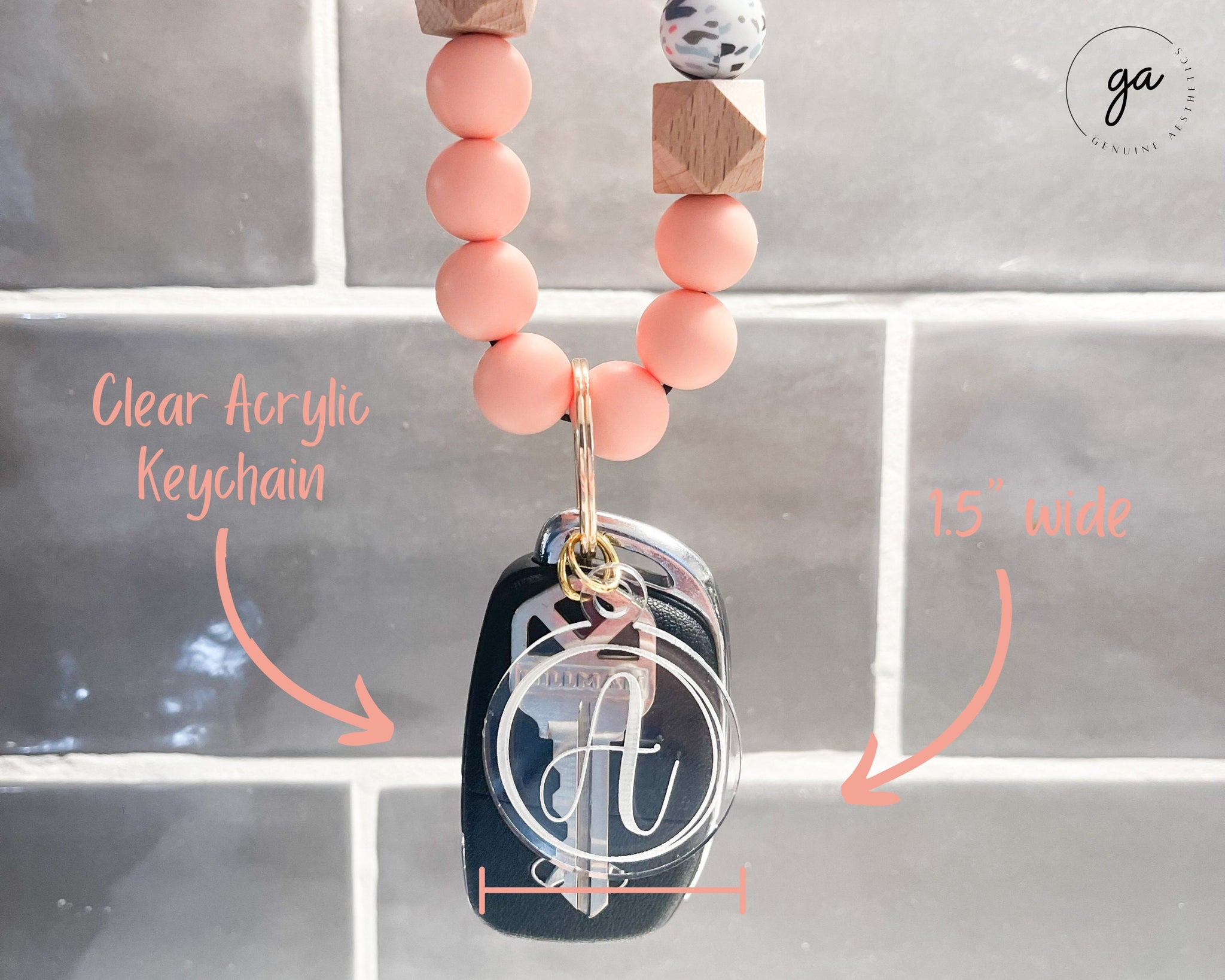 Silicone Beaded Key Ring Bracelet, Monogram Keychain Wristlet, Personalized  Keychain, Hands Free Bangle, Custom Gift For Her - Yahoo Shopping